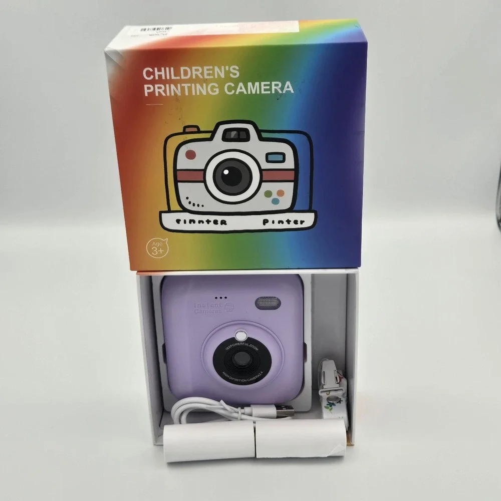 Kids Instant Print Camera 1080P‎ Digital HD Camera Video Purple 1 Print Paper